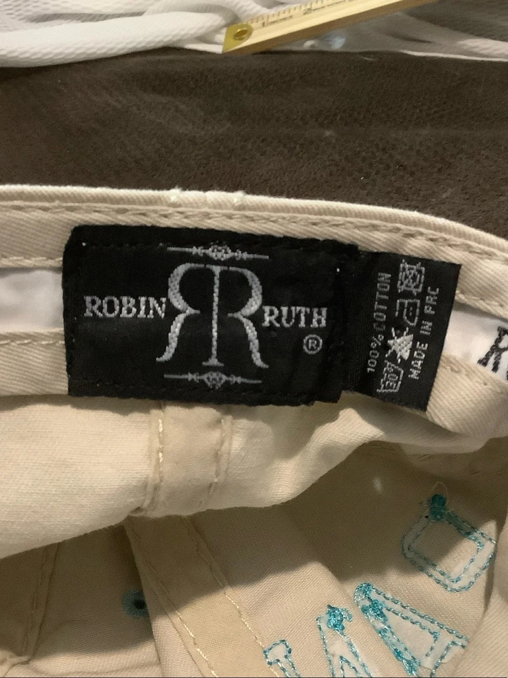 Robin Ruth Beige Baseball Cap with Floral Brim